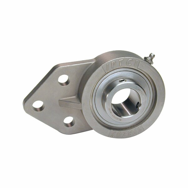 Iptci 3-Bolt Flange Ball Bearing Unit, 1.1875 in Bore, All Stainless, Set Screw Locking, 2 Tri Lip Seals SUCSFB206-19L3